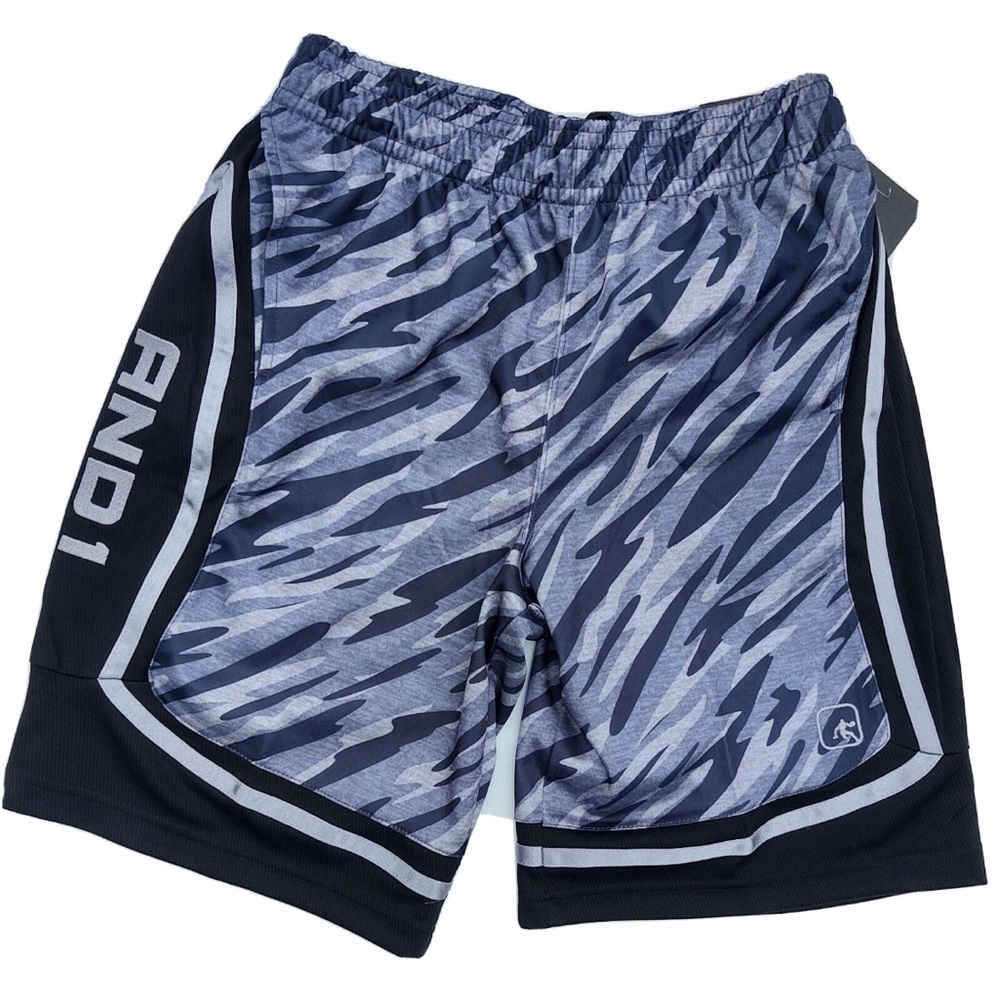 AND1 Athletic Basketball Gray and Black Patterned Shorts Size L NEW